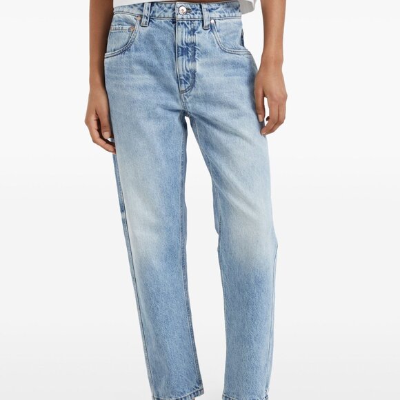 Brunello Cucinelli Denim - Brunello Cucinelli Monili Jeans Blue Distressed Relax Tapered Leg Denim Size 6